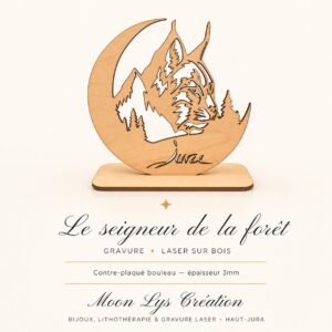 Le Seigneur de la forêt — Décoration Lynx du Jura en Bois Gravé Laser, Bouleau 3 mm