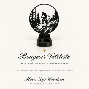 Bougeoir Vététiste en impression 3D noir pailleté – Moon Lys Création