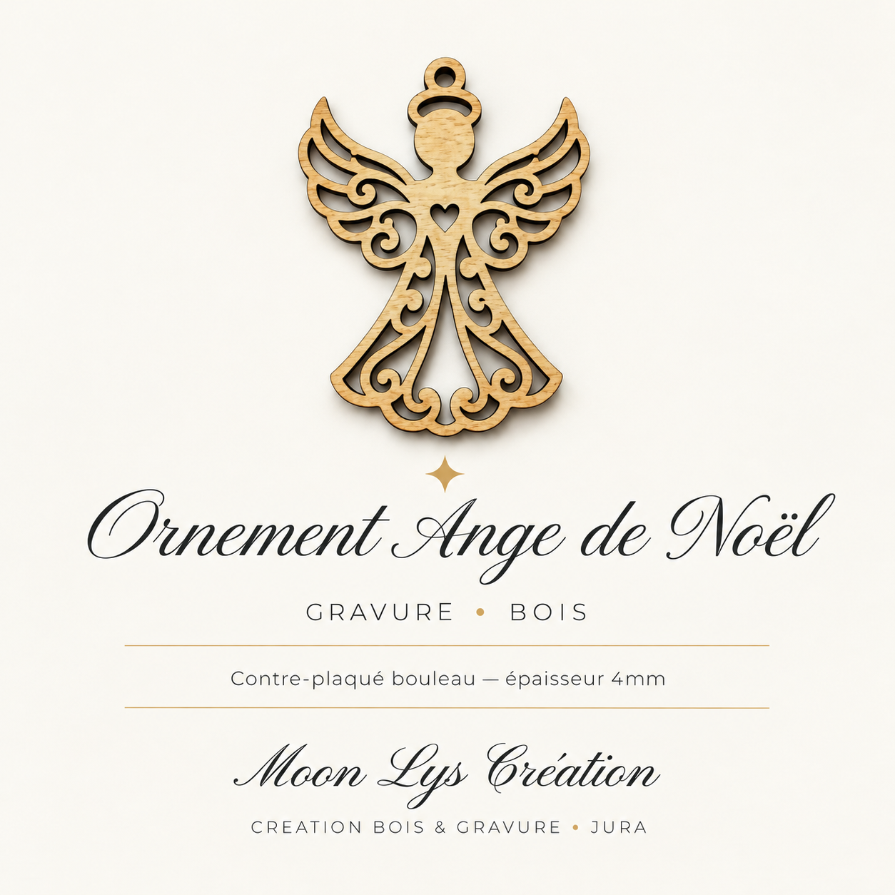 Ornement Ange de Noël en contreplaqué de bouleau de 4 mm – Moon Lys Création