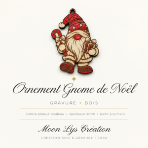 Ornement Gnome de Noël en bois de bouleau peint à la main – Moon Lys Création